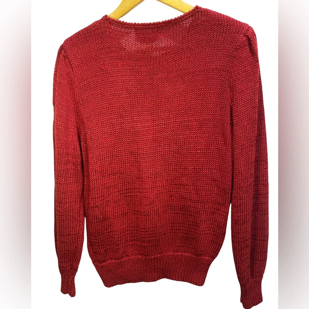 Vintage 1980s Christine Red Beaded Sweater Women’s Large Shoulder‎ Pads